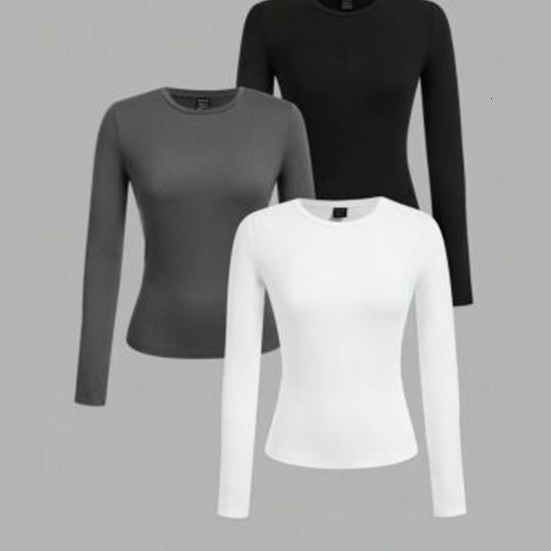 Women's High Stretch Milk Silk Long Sleeve Shirts N002 Slim Fit Casual Layering Tops for Fall Winter