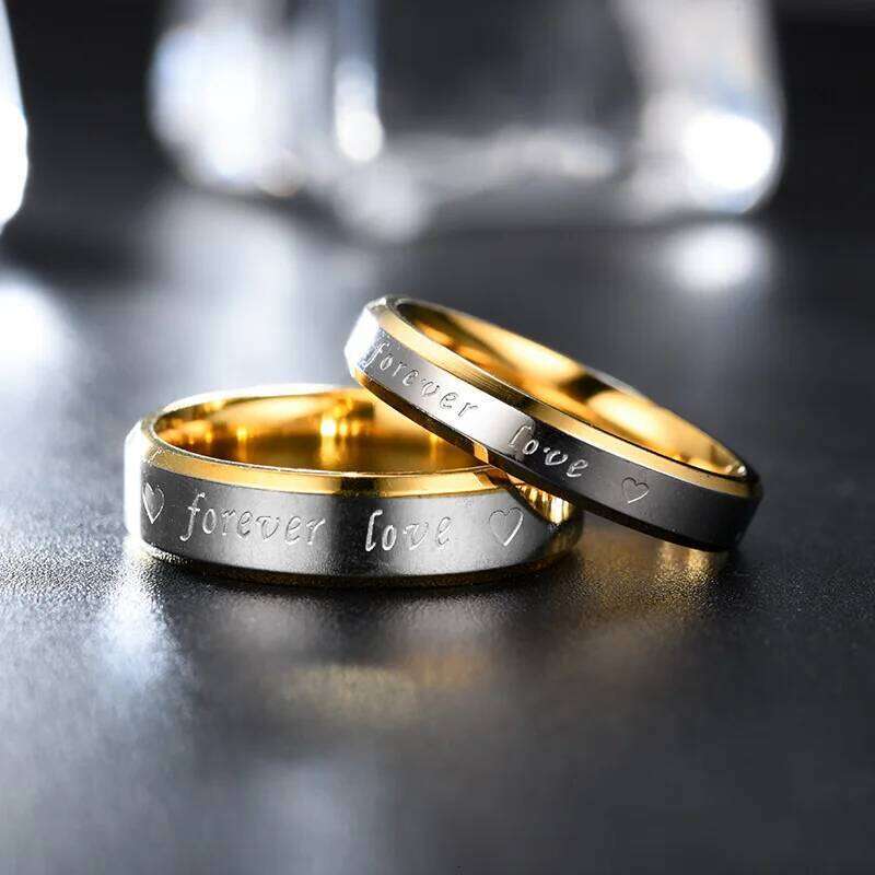 Promotions Women/Men Wedding Band Gold Plated Engagement Ring Stainless Steel Forever Love Couple's Size 6-12 W260206