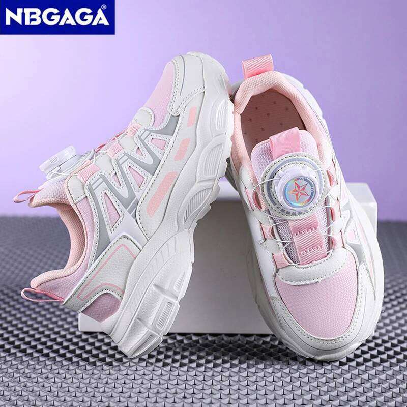 Girls Sports Lightweight Leather Kids Sneakers Casual Pink Fashion Children Anti-slip Walking Running Shoes 26Y0206