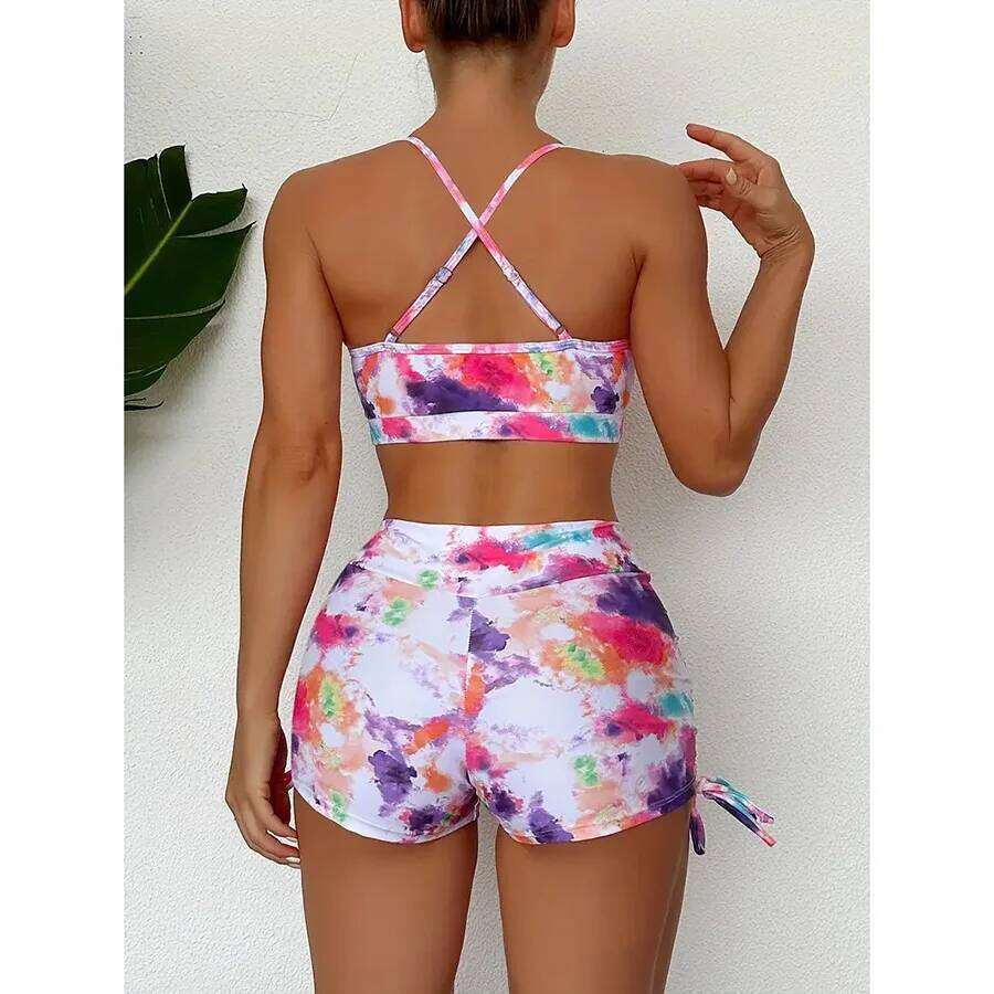 2025 Trendy Tie-Dye Bikini Set High Waisted Swimwear for Women Briefs & Sexy Rash Guard Summer Vintage Printed Bathing Suit New Z260206