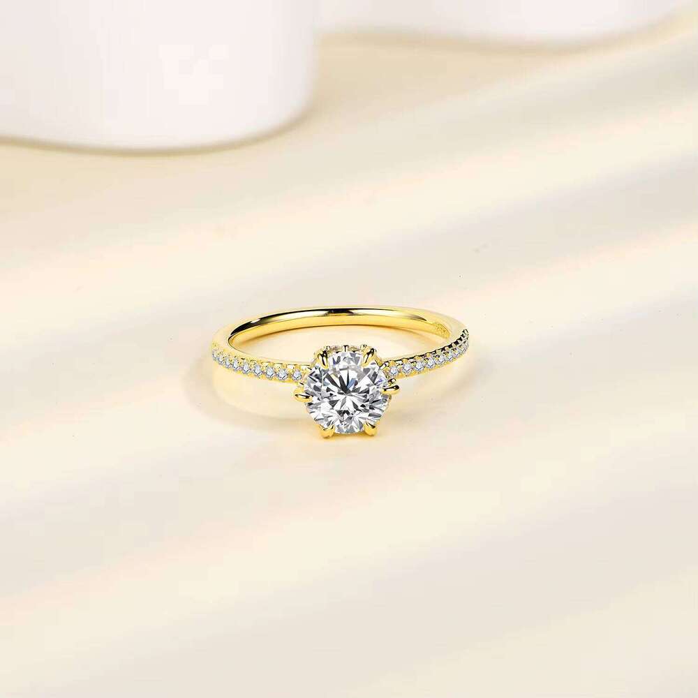 Silver Round Shape 1Ct Moissanite Wedding Band Vvs1 D 925 Engagement & Eternity For Women Diamond Ring