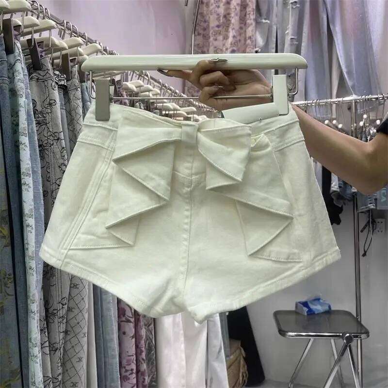 Cute Bow Splicing Denim for Women Summer High Waist Jeans Hip-lifting Hot Pants Booty Shorts C260206