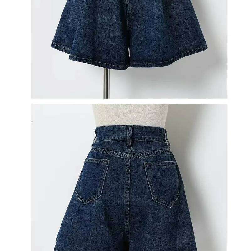 Summer Women's A-Line High Waist Loose Denim Shorts Casual Female Blue Jeans Short Pants C260206