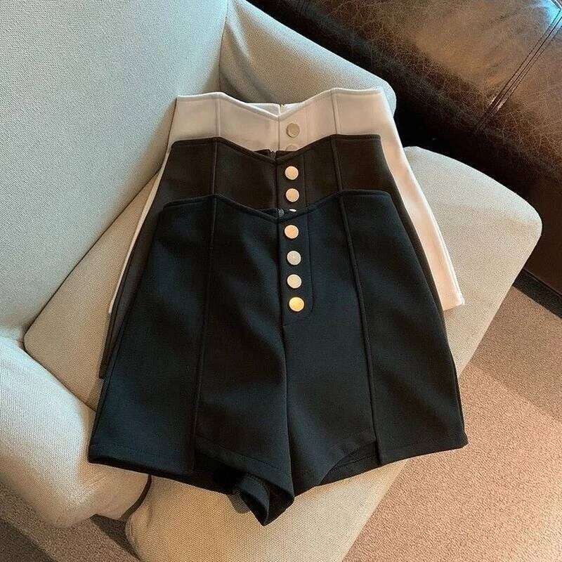 Hot Sale Shorts Women Vintage Black Slim Summer Chic Solid All-match Ladies Clothing Stylish High Waisted Trouser XS-5XL XJ260206