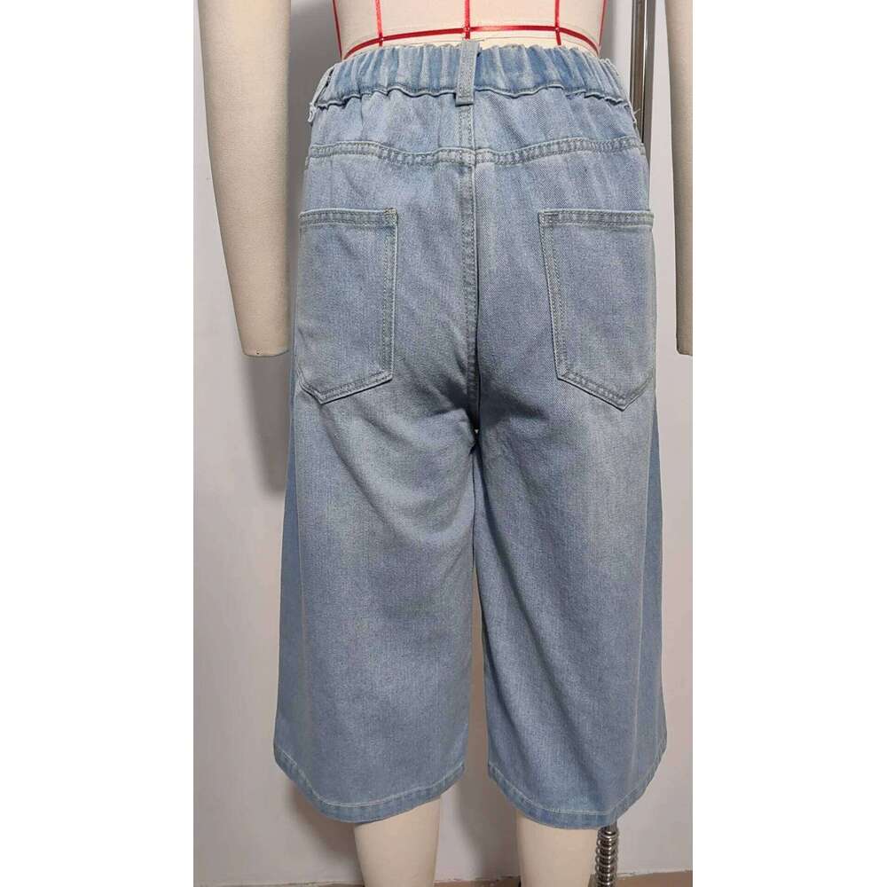 Jeans Women Denim Straight Pants Mid Waist Washed Distressed Pockets Vintage Streetwear Female Basics Calf Length Trousers C260206