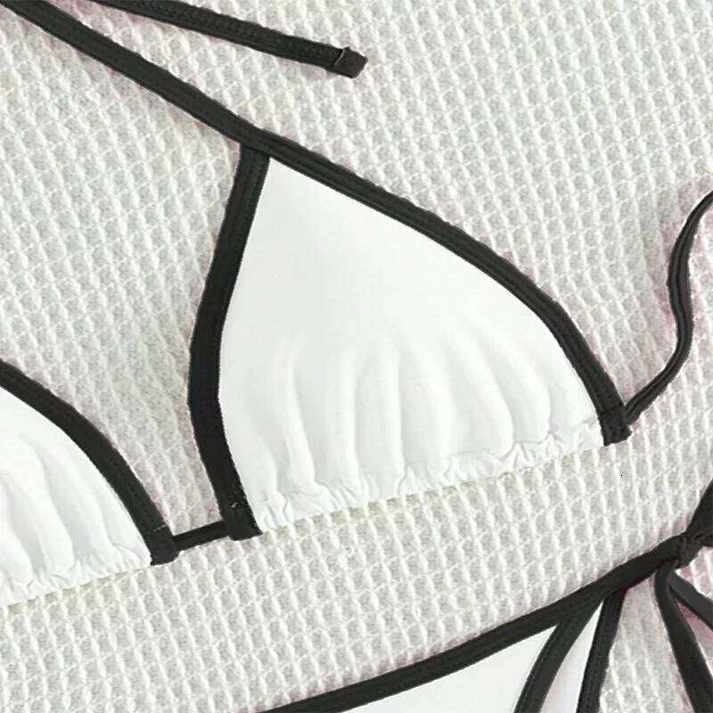 Contrasting Colors String Micro Thong Bikinis Sets Sexy Swimsuit Women 2025 Halter Mini Swimwear Biquinis Beachwear Bikini Mujer Z260206