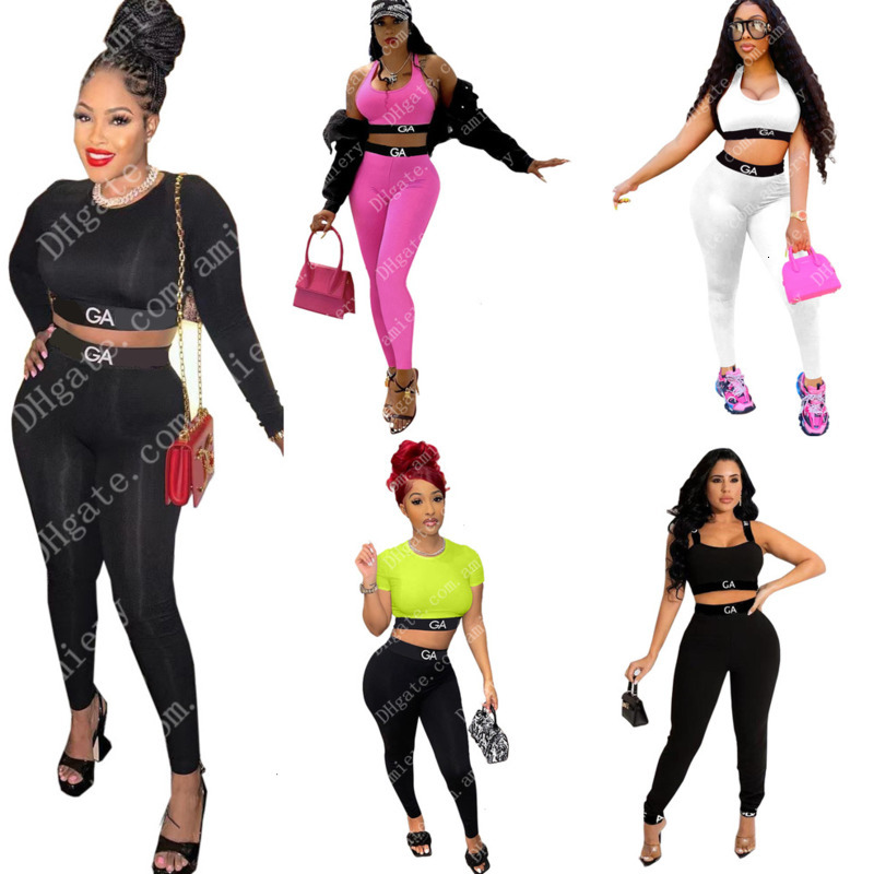 Designer Tracksuits For Womens Two Piece Pants Set Spring Fall Long Sleeve Crop Tops And Slim Pants 2 PCS Outfits