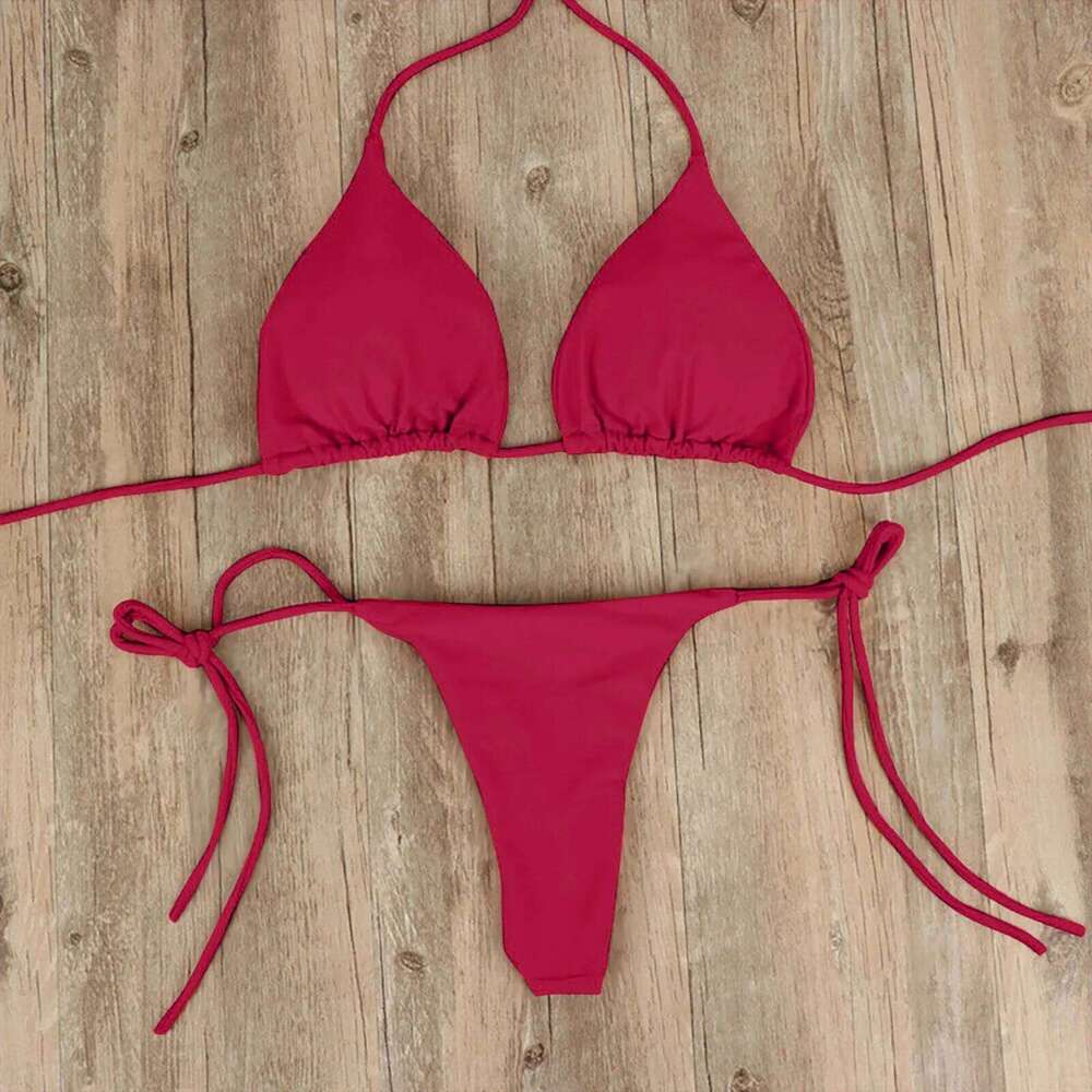 Women's Summer Bikini Set Push-up Padded Bra Thong Two Pieces Swimwear Beachwear Bathing Suit Female Sexy Swimsuit Z260206