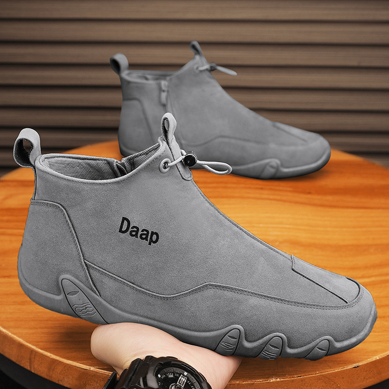 Spring and Autumn Labor Protection 2025 Breathable Casual Wear-resistant Construction Site Slip-on Work Shoes Men's Martin Boots