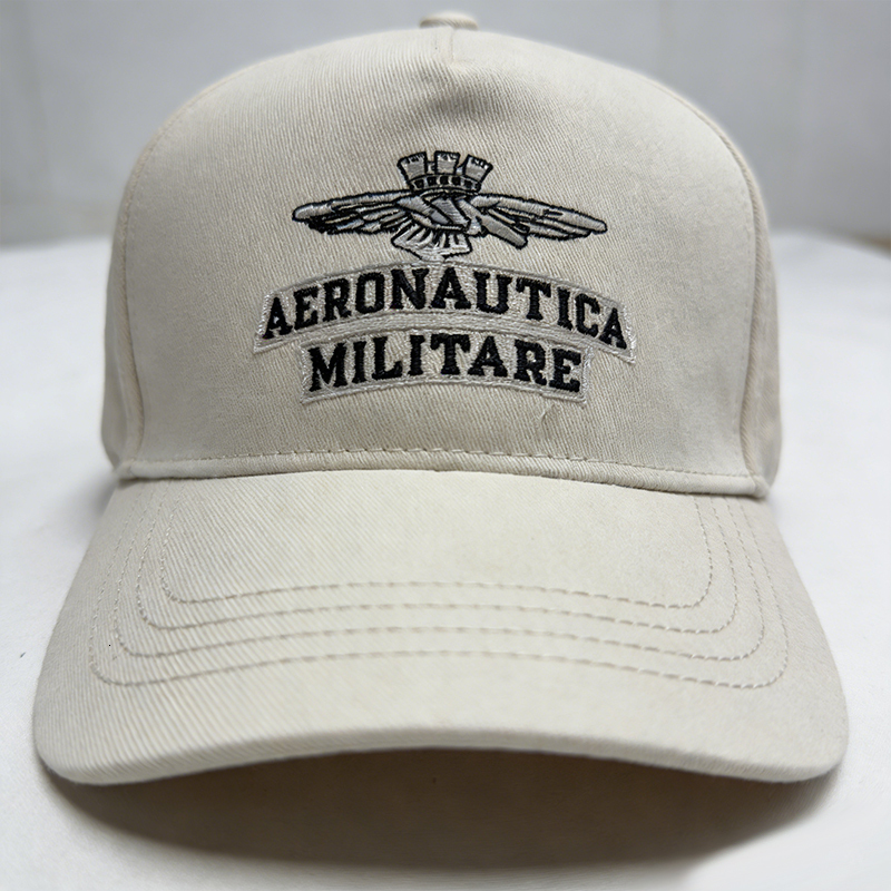 Men's Women's Beige Military Cap Air Force Badge Embroidery Adjustable Curved Brim Hat