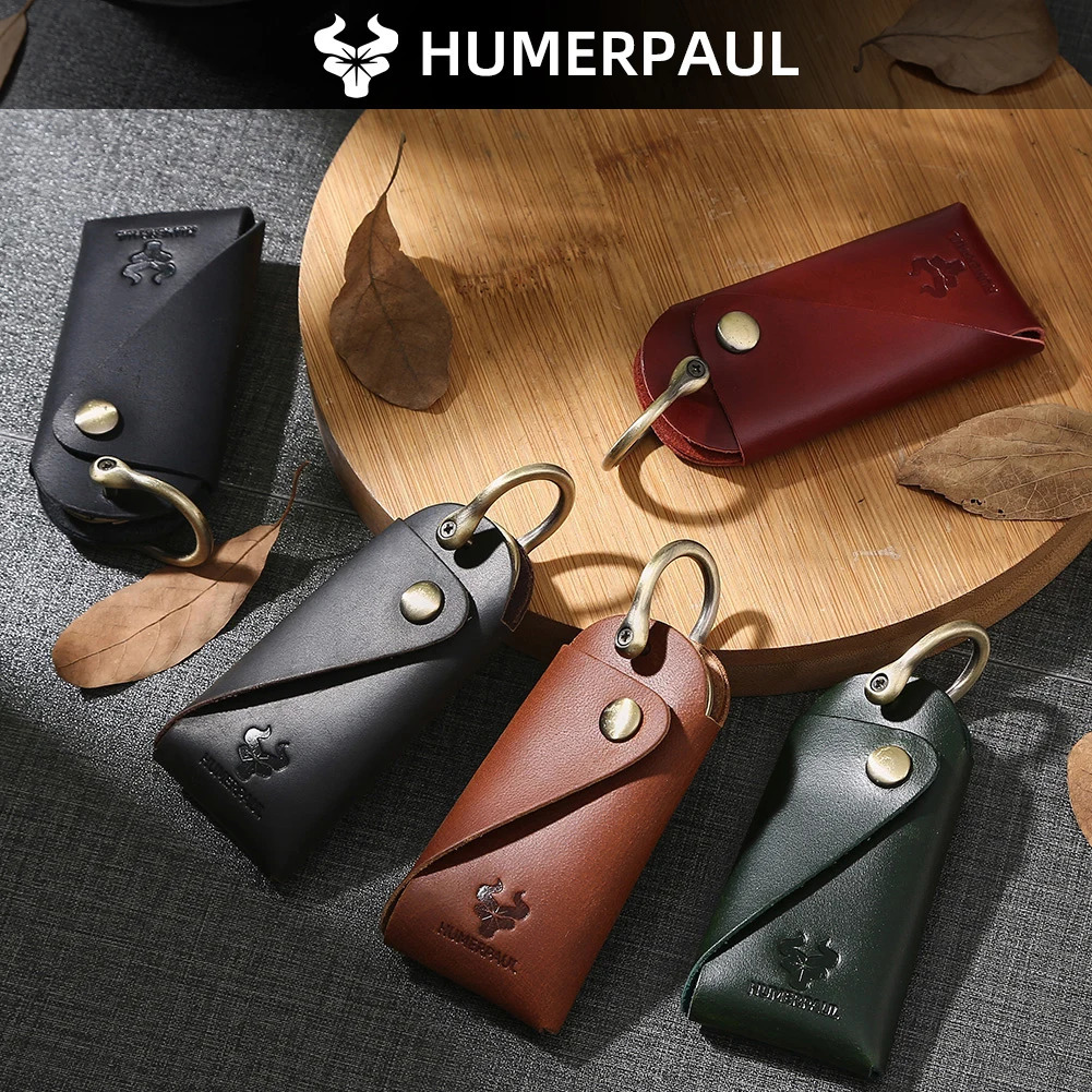 HUMERPAUL Crazy Horse Leather Keychain Men Women Key Organizer Pouch Top Quality Male Housekeeper Keys Storage Bag 260129