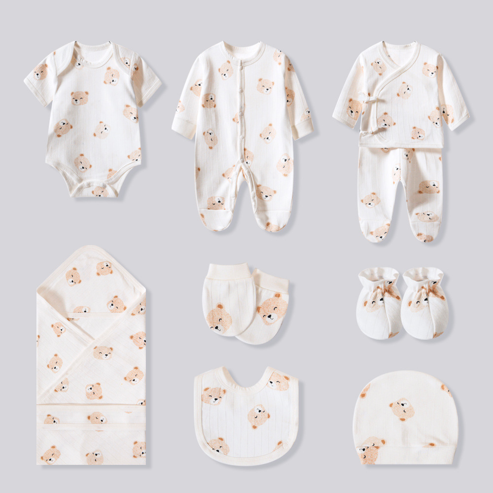 Wholesale ten piece soft cotton set gift box for infants and young children, newborn one month gift clothes combination baby supplies gift package