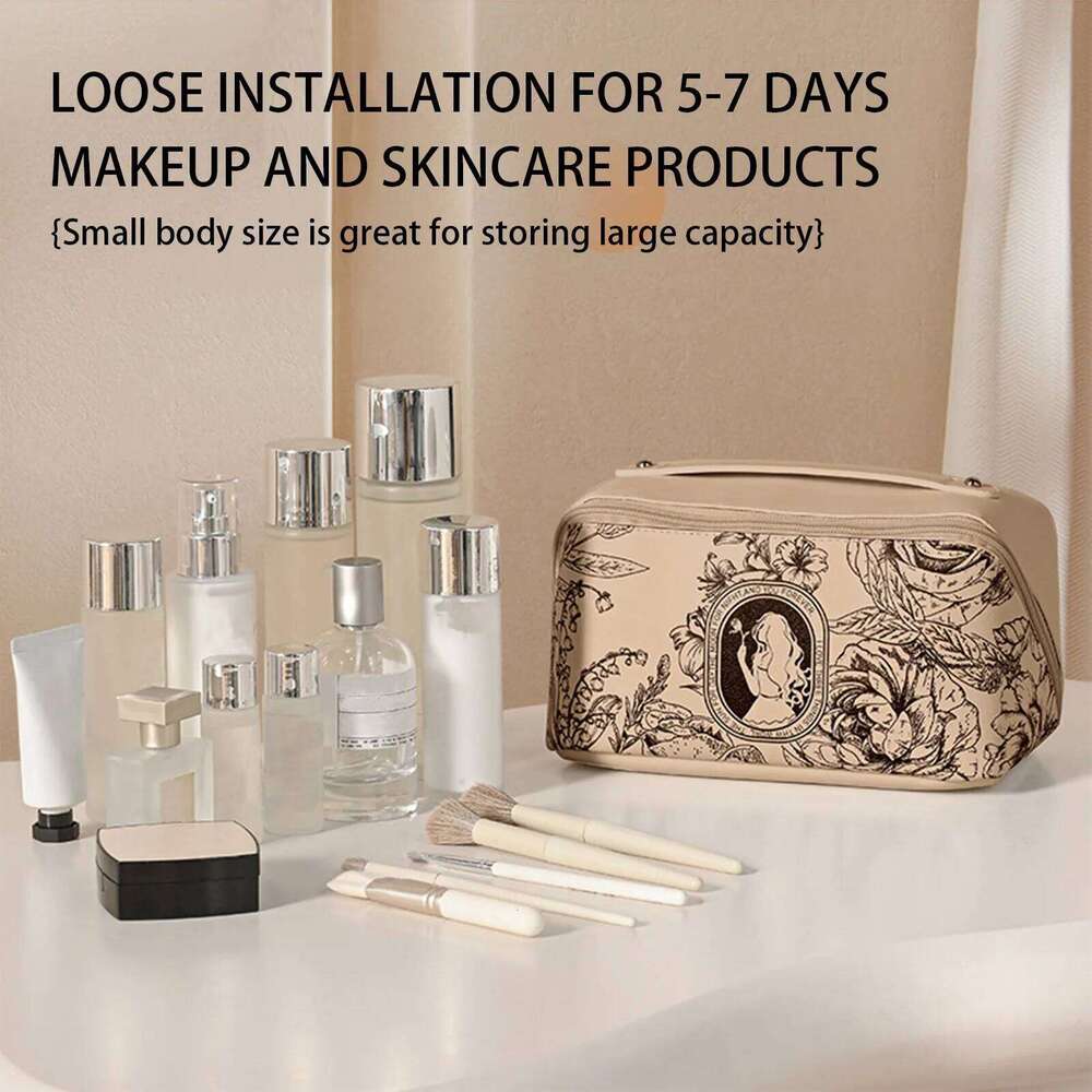 Fashion Women's Cosmetic Bags PU Waterproof Makeup Large Capacity Handheld Stylish Pillow Travel Toiletry Bag Y260206