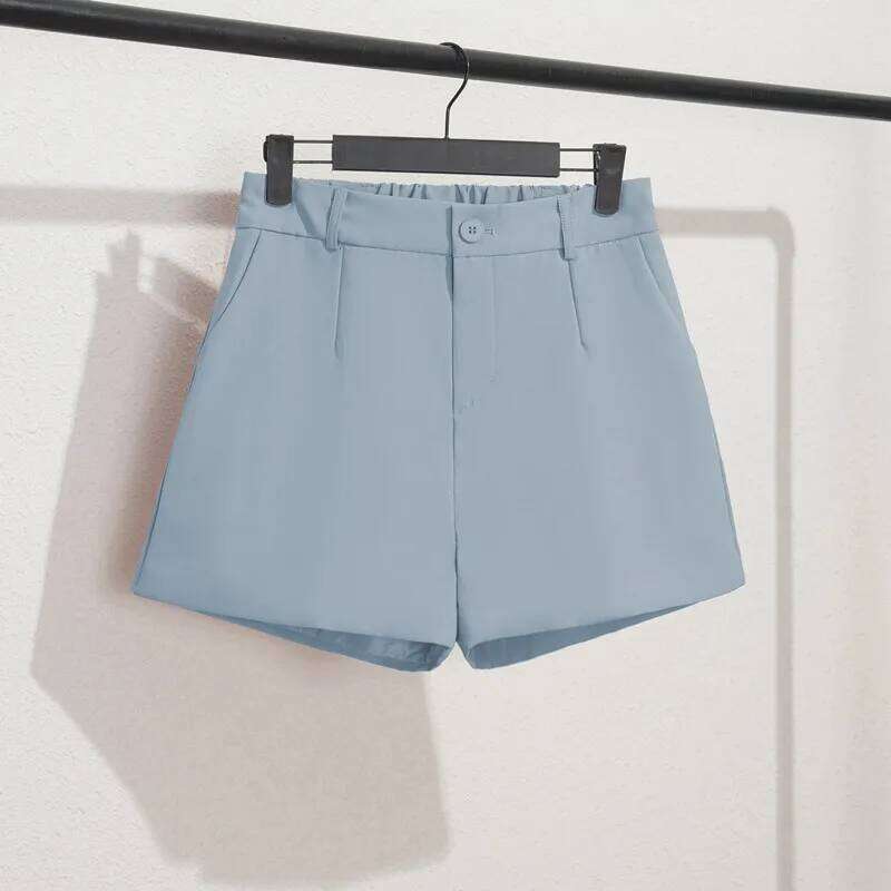 Solid Casual Elegant Trendy OL Office Lady Short Women's Pants Korean Sweet Fashion Elastic Waist Basic All-match Loose Shorts C260206