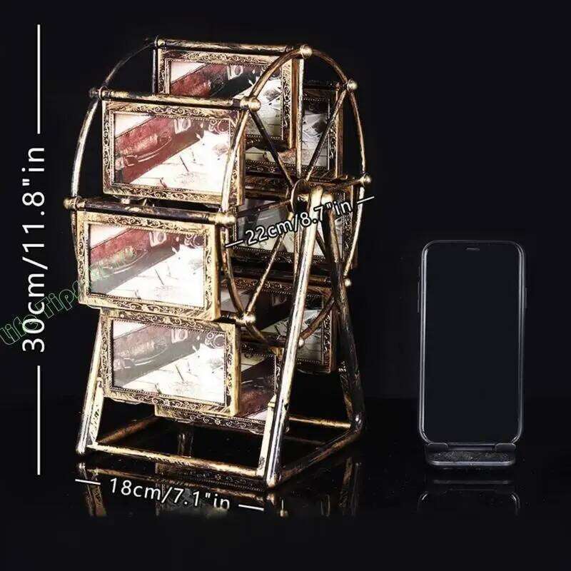 G5AB Rotating Ferris Wheel Carousels Picture Frame Desktop Decorations S260205