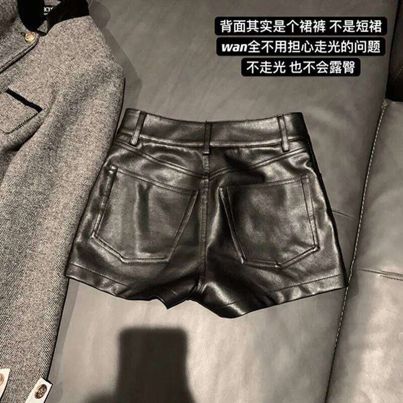 New Women Sexy Slim Pu Leather Black Shorts Skirts C260206