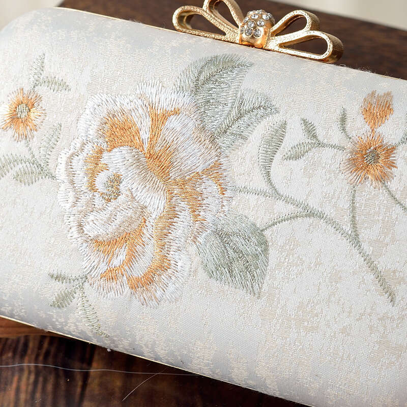 New Fresh Fairy Bow Camellia Embroidery Hanfu Ancient Style Single Shoulder Crossbody Cheongsam Banquet Bag MASA