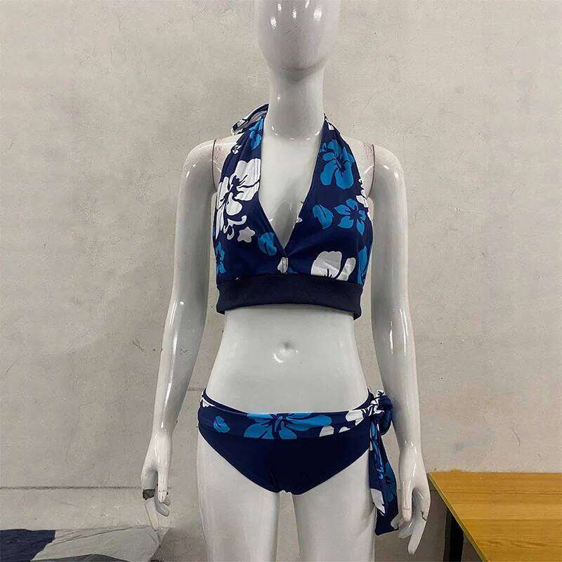 women's swimsuit 2025 Summer Tree Printed Swimming Clothes 2 Piece Swimsuit Sexy Tight Vest Crop Tops High Waist Bikini Z260206