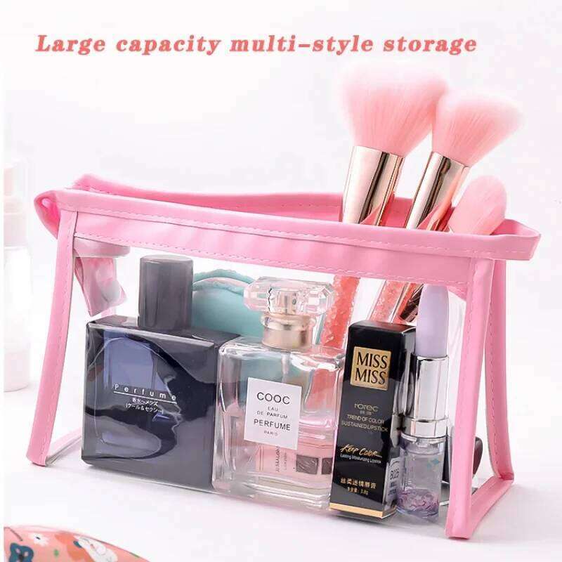 Large Capacity Waterproof Cosmetic Bag Clear Summer Storage Makeup Organizer Bags Supplies Girl Transparent Pencil Case Y260206