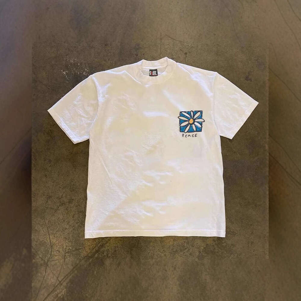 250g heavyweight pure cotton! American oversize style with a beautiful symbol print, loose-fitting short-sleeve T-shirt couples, trendy for women and 