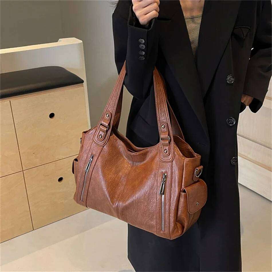 Female Handbag Large Capacity Shoulder Big Stylsih Tote Ladies Soft Leather Hobos Messenger Bags Women Shopper Bag Sac Y260205