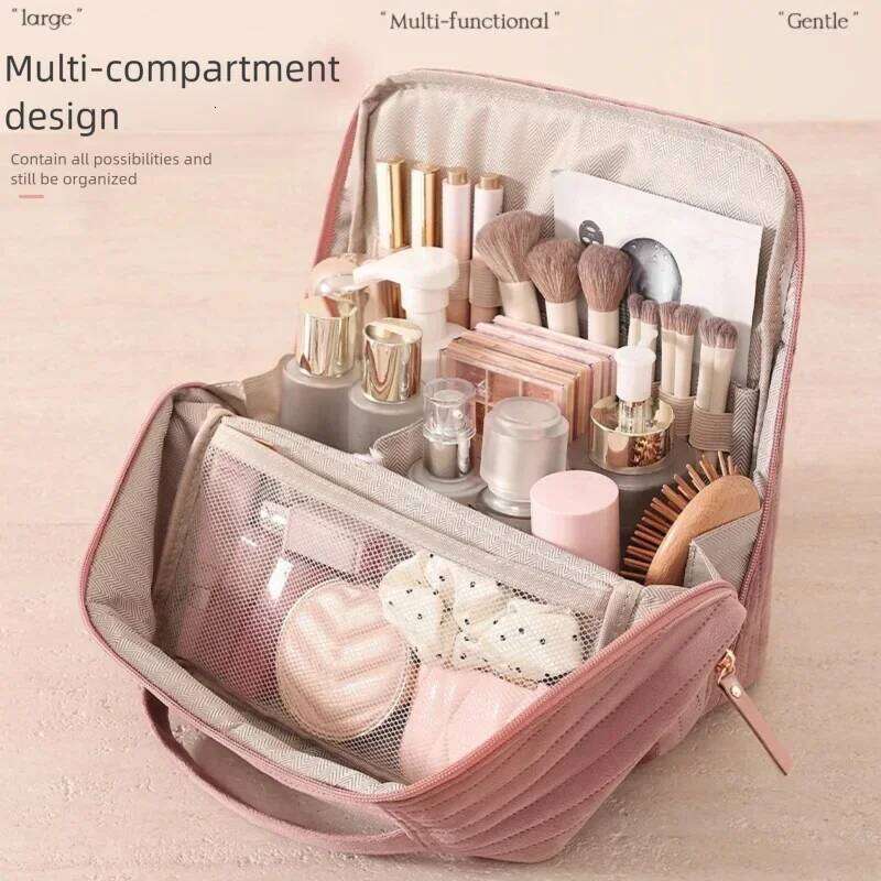 New Women's BagTravel Soft Velvet Portable Multifunctional Cosmetic Waterproof Toiletry Storage Organizer Bag Y260206
