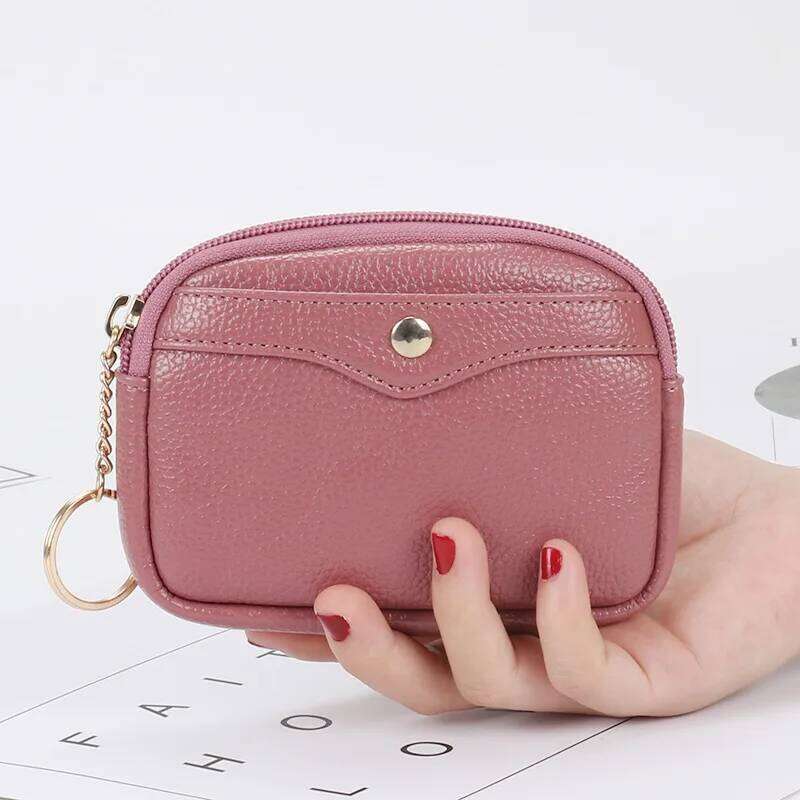 New Women's Short Coin PU Leather Female Purse Card Holder Mini Pouch Change Wallet with Key Ring Lady Handbag Y260206