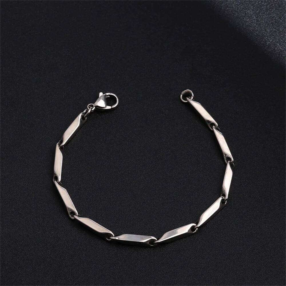 Punk Irregular Link Bracelets 18/21cm Gold Silver Color Stainless Steel 3mm Hand Chain for Men Women Hip Hop Jewelry Gift 26H0206