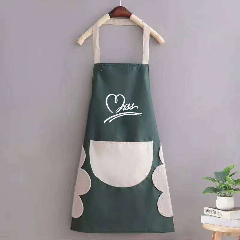 Household Waterproof Hand-Wiping Oil-Proof Apron Adult Cooking Hanging Neck Bibs Home Aprons Kitchen Accessory S260205