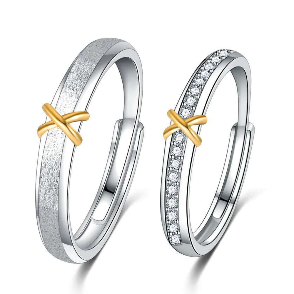 High Quality Women's 925 Sterling Silver Jewelry Fashion Cross Crystal Zircon Couple Ring For Men XY0311 W260206