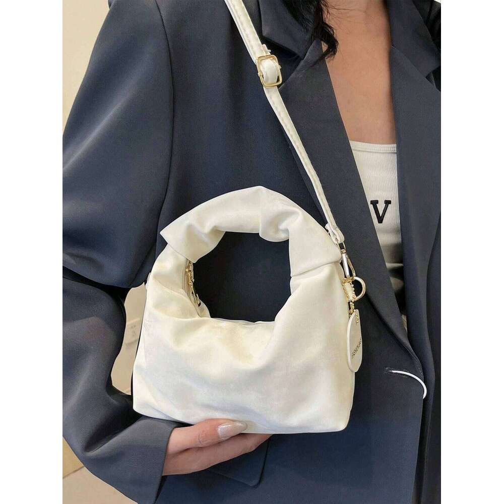 Solid Color Crescent Handbag For Women Chic Detachable Strap Hobo Crossbody Elegant Dumpling Pouch Women's Mobile Purse Bag Y260205