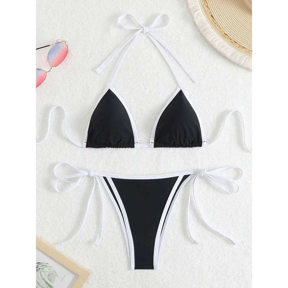 2025 Triangle Halter Bikini Sexy Brazilian Swimsuit Women String Swimwear Female Bathers Bathing Swimming Swim Suit Beachwear Z260206