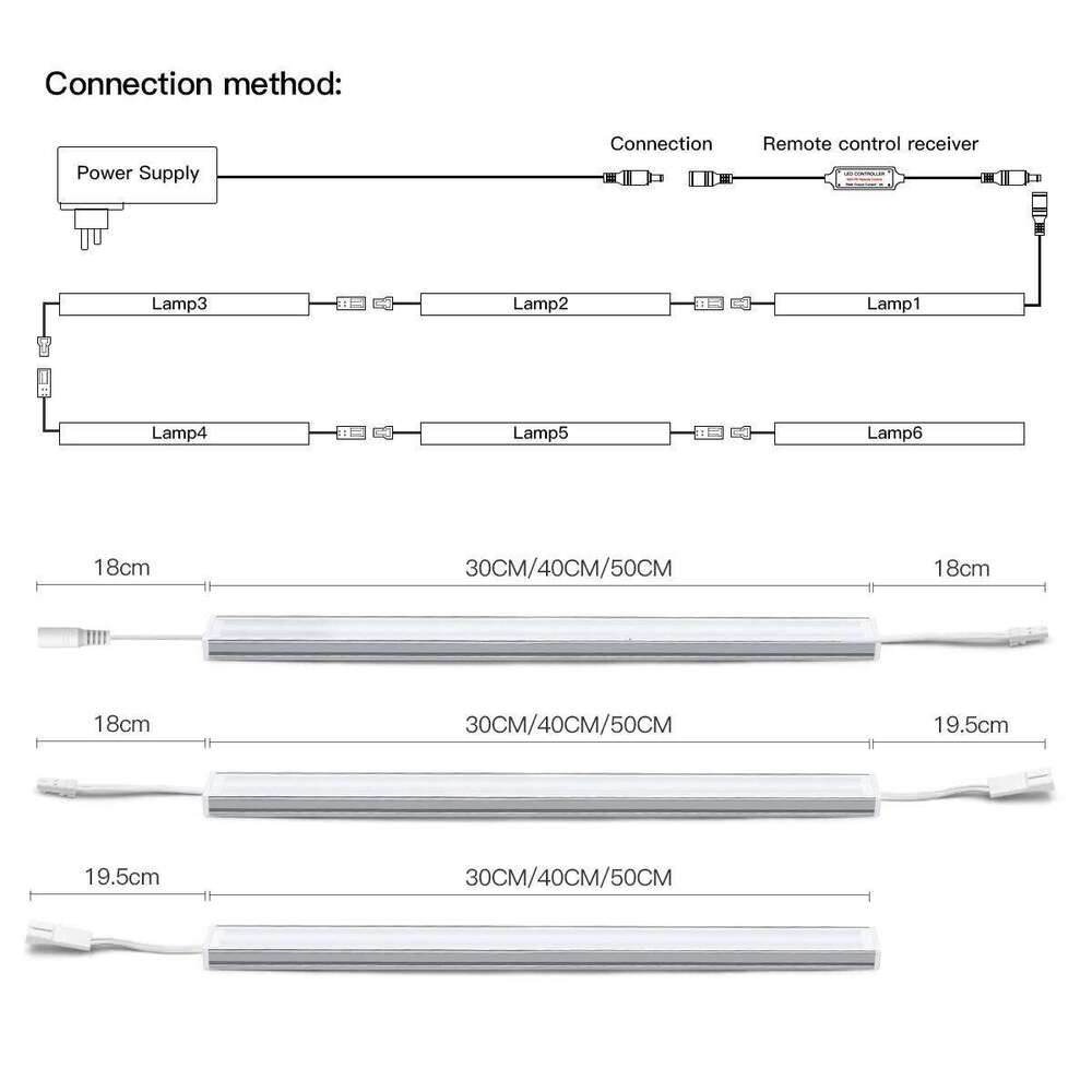 Series Connection Aluminum Under Cabinet Light Kitchen LED Bar Lamp With RF Remote Control For Wardrobe Closet Shelf Decor Z260206