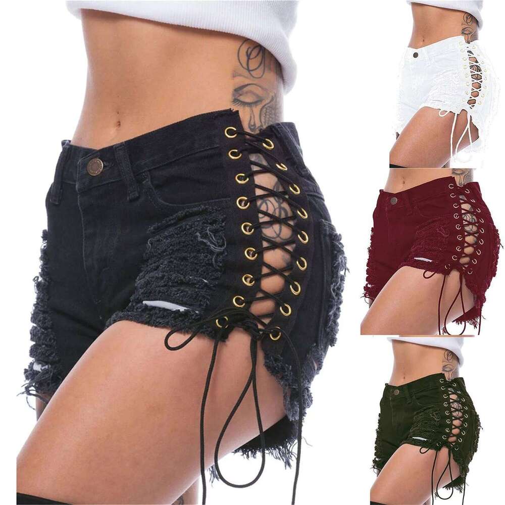 Sexy High Waist Tassel Broken Denim Female Summer Korean Version Raw Edge Wide Leg Loose Plus Size Jean Shorts Women H260206