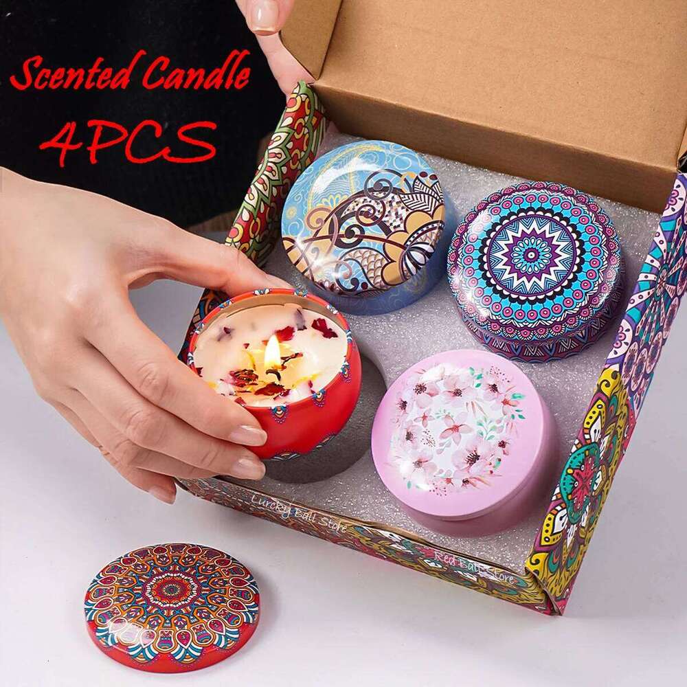 4Pcs/Box Scented Set Gift Islamic Arabian Patterns Fragrance Candle Jar DIY Smokeless Couples Romantic Incense Candles S260205 329