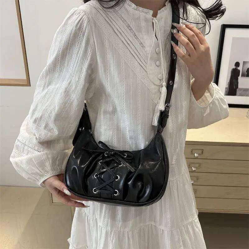 Niche Lace-up Bow New Underarm Chic Shoulder Bag Stylish Retro Handbag Luxury Women's Crossbody pouch Y260205