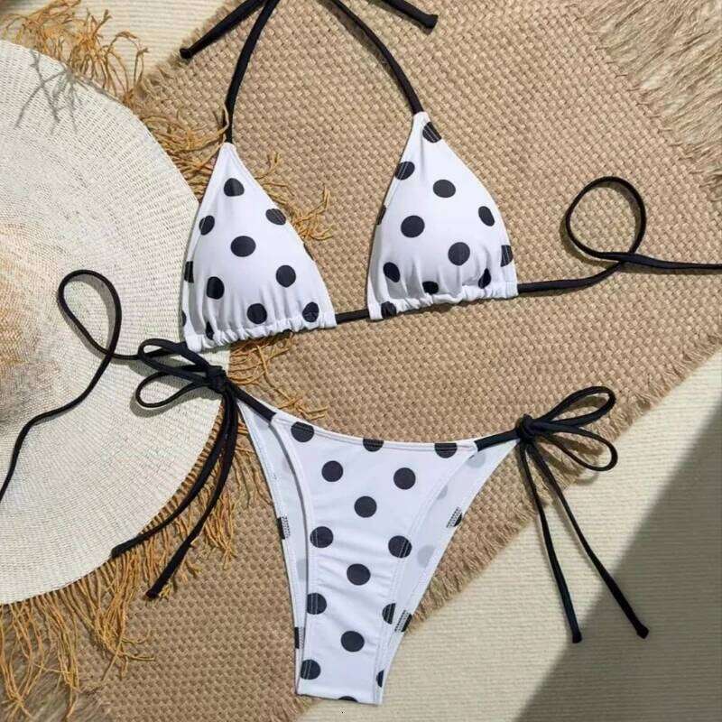Summer Black Polka Dot Bikini Set Women Dopamine Style Sheer Cover Up Sexy Two Piece Swimwear Thin Strap Photogenic Swim Suit Z260206
