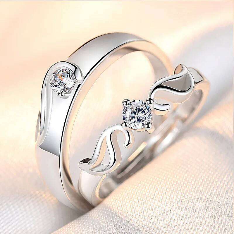 Romantic Cross Heart Crown Couple Ring for Women Luxury Micro Zircon Forever Love Rings Lover Engagement Promise Jewelry Gifts W260206