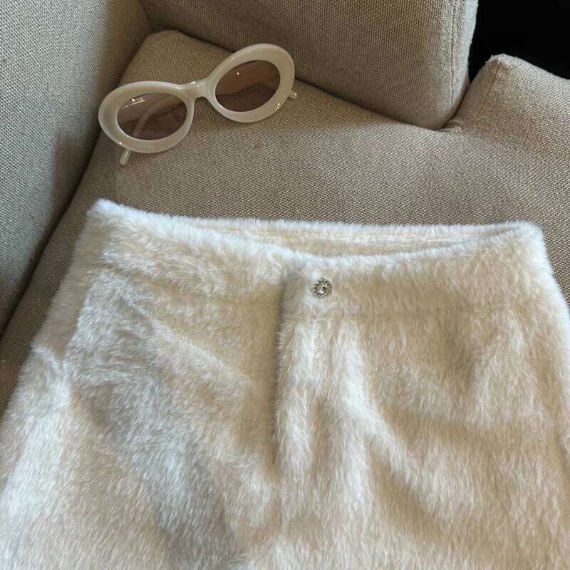 Women's Autumn Winter Faux Fur High Waist Shorts Lady Streetwear Chic Solid Color Furry Boots Short Pants XJ260206