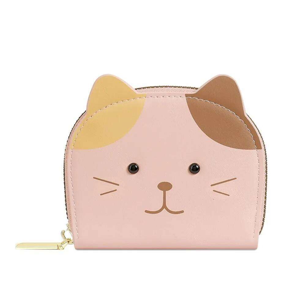 Lovely Cartoon Cat Pattern Wallet PU Leather Multiple Slot Short Coin Purse Korean Style Zipper Small Card Holder Shopping Y260206
