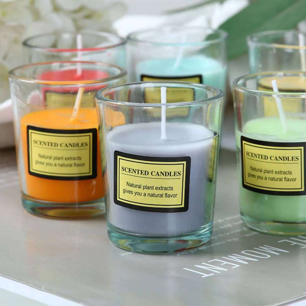 1pc Small Cup Frosted Glass Jar Candle Scented Minimalist Home Office Decor Multi-Purpose S260205