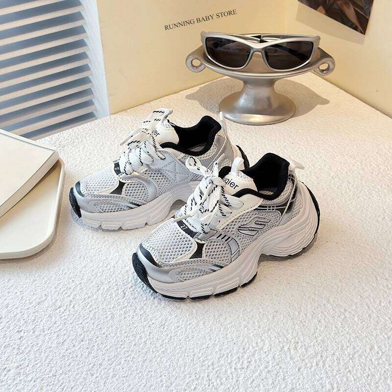 New White Sneakers for Children Breathable Running Fresh Sports Fashion Light Basketball Platform Shoes I03112 26Y0206