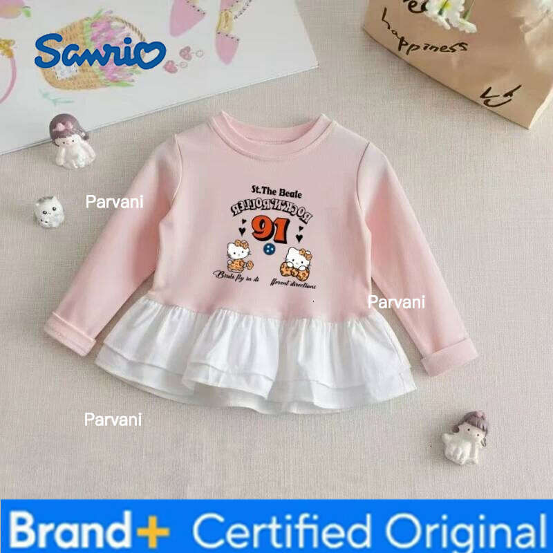 Sanrio Baby Girls Cotton Clothes Striped Patchwork Top Kid Hello Kitty Printed Pullover Children Autumn Fashion Long Sleeve T-shrits H260206 - view 5