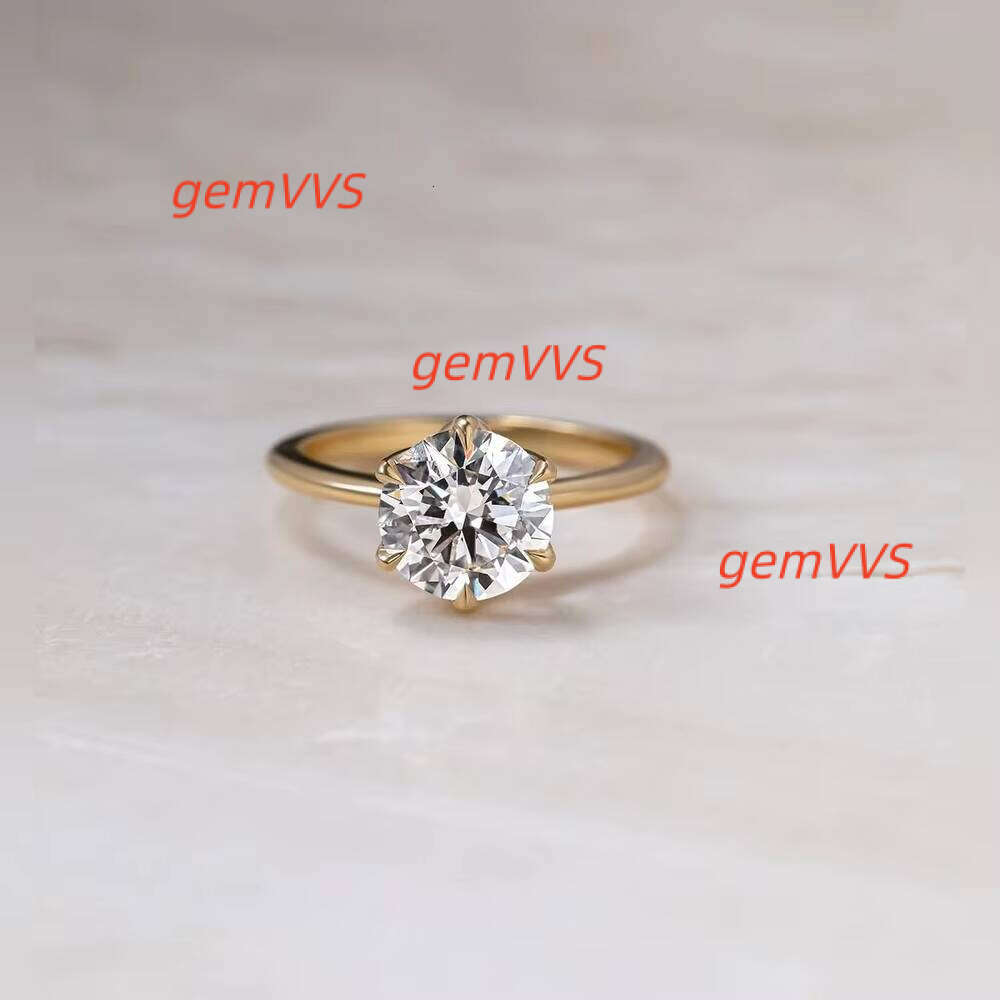 Dazzling Round Cut Moissanite Engagement Ring 10K 14K 18K Yellow Gold Six Prong Setting Bridal Jewelry Wholesale