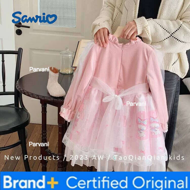 Sanrio Winter New Kawaii Children's Plush Anime Melody Kuromi Girls Birthday Party Tulle Lolita Princess Dress Xmas Gift H260206 - view 4