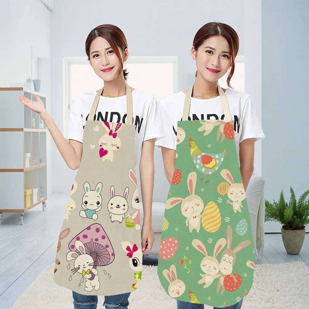 Easter bunny print customizable goods home aprons women Woman kitchen apron for hairdresser Apron S260205