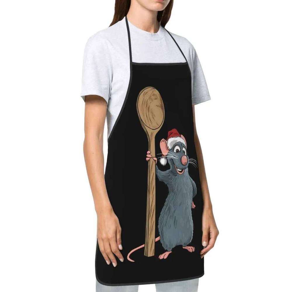 Unisex Remy Ratatouille Christmas Apron Kitchen Chef Cooking Baking Bib Men Women Cartoon Tablier Cuisine for Painting S260205