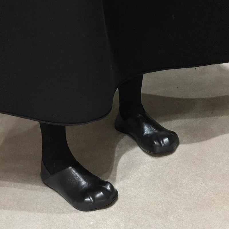 Adorable Cat Claw Flat Bottom Soft Leather Slip-On Shoes Womens Mary Jane Flats Comfortable Casual Shoes Rubber Sole 260124