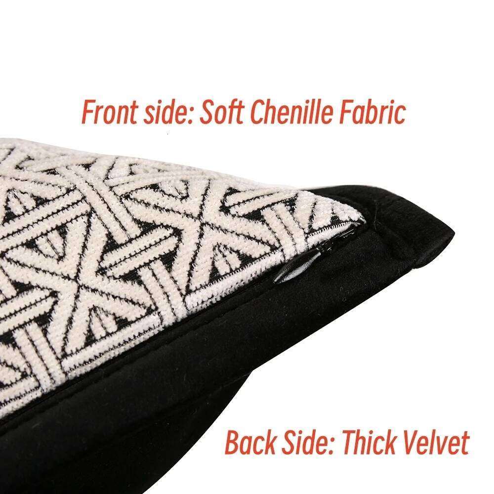 Luxury Jacquard Chenille Velvet Cushion Cover for Sofa, Large Throw Pillow Covers with Zipper, Living Room Decor