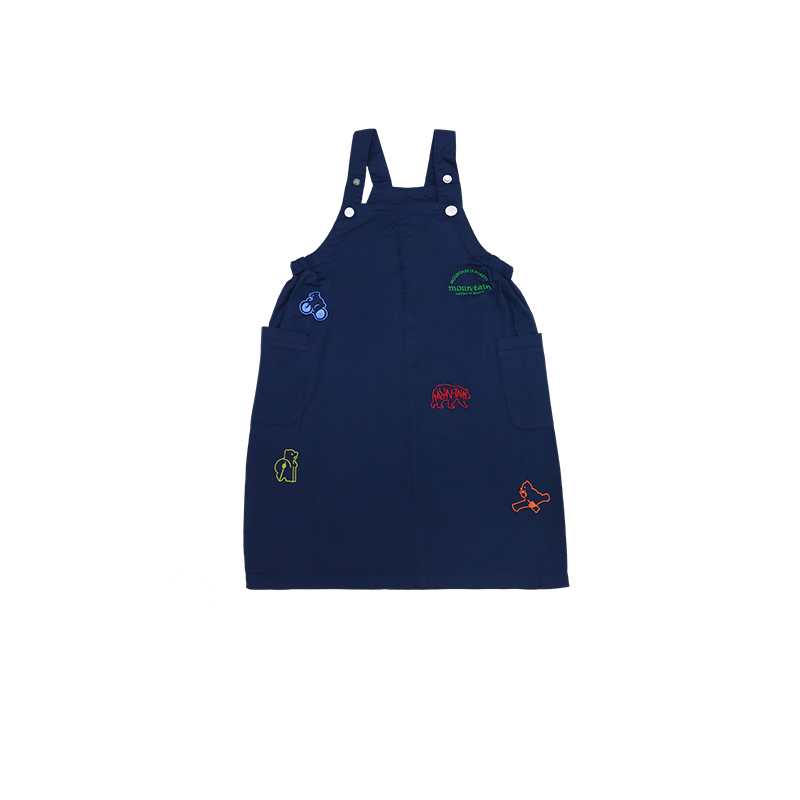 Skirts Kids Kids Mountain Style Cartoon Embroidered Overall Dress Adjustable Strap Outdoor Casual Dress for Girls 26AG3181